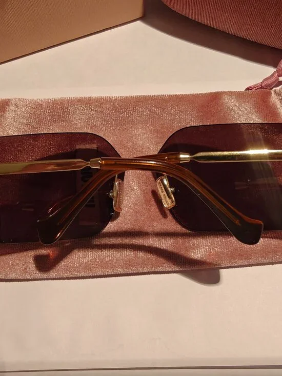 Miu Miu Women Sunglasses 54YS Brown Tinted Gold Frame - Picture 3 of 10